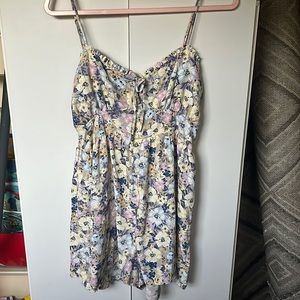 Floral romper with front tie